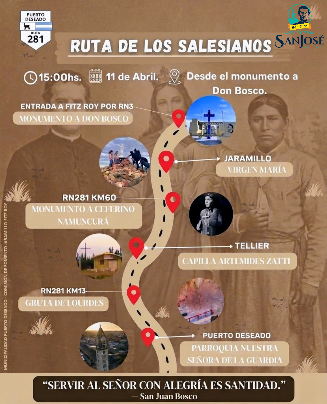 Flayers para promocionar la ruta de los salesianos